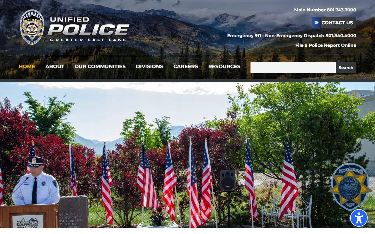 Unified Police Department main page for Draper bench warrant enforcement