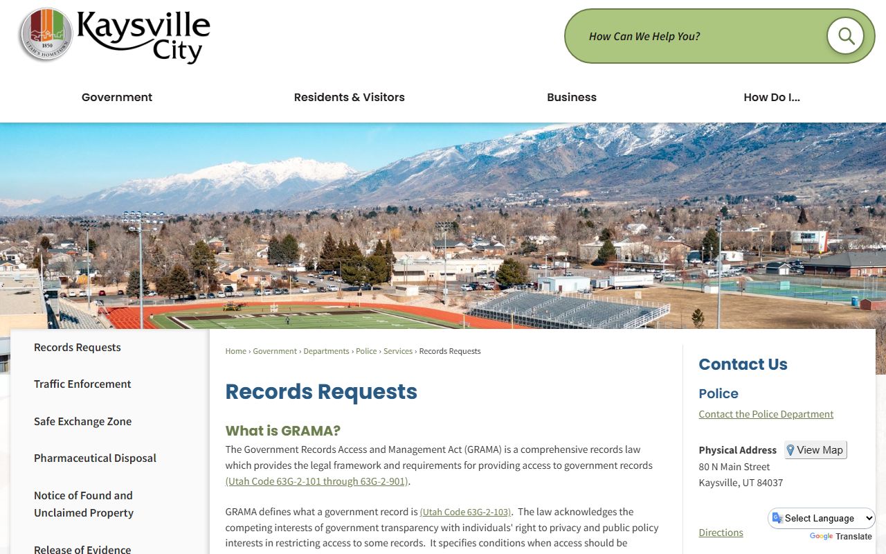 Kaysville records requests page for bench warrants