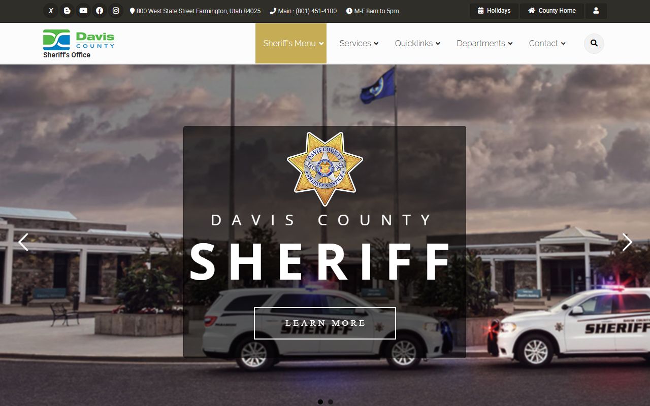 Davis County Sheriff page for Layton bench warrant services