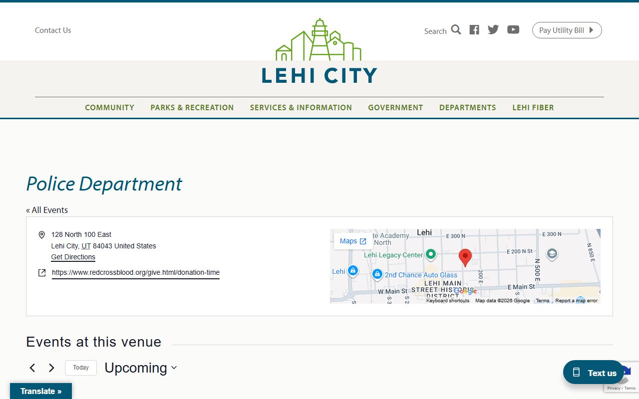 Lehi Police Department page for bench warrant information