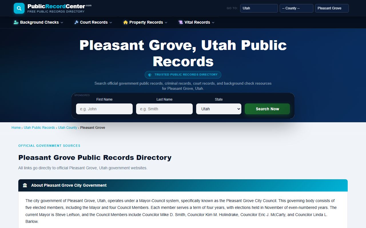 Pleasant Grove public records search for bench warrants