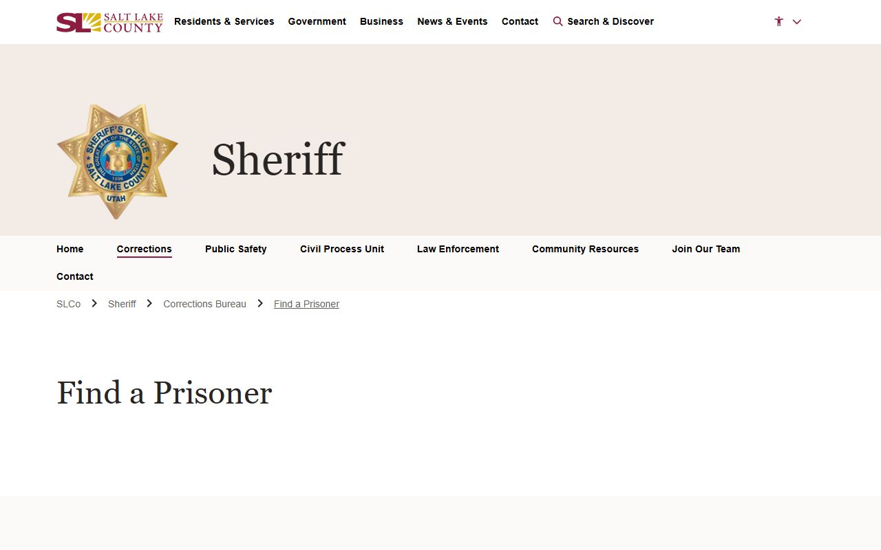 Salt Lake County inmate lookup for Salt Lake City bench warrants