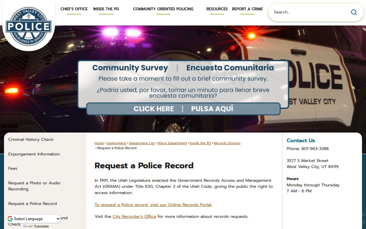 West Valley City police records request for bench warrants