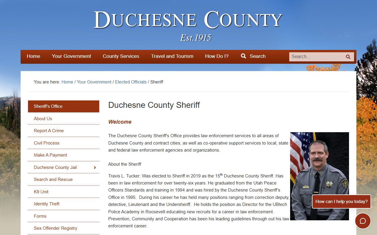 Duchesne County Sheriff's Office website for bench warrants lookup