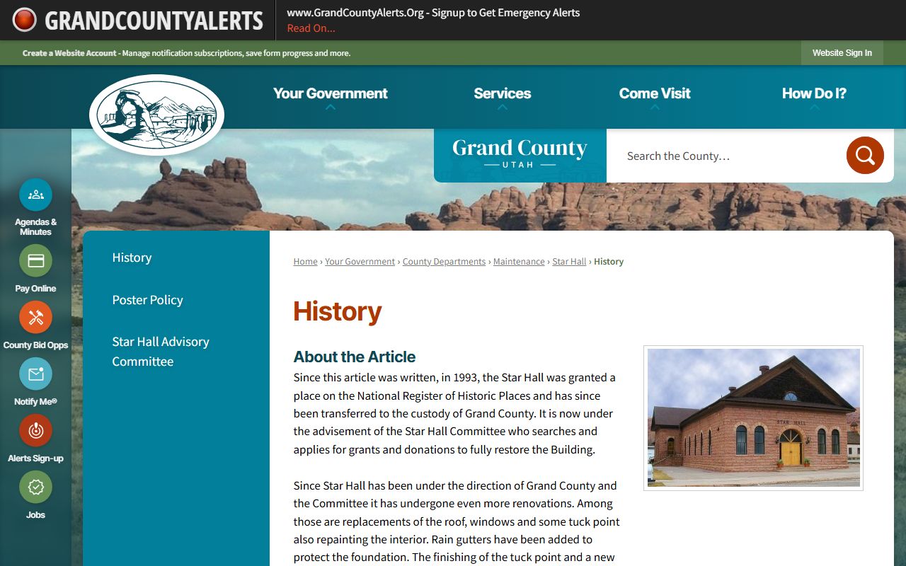 Grand County Sheriff page for bench warrants and warrant services in Moab