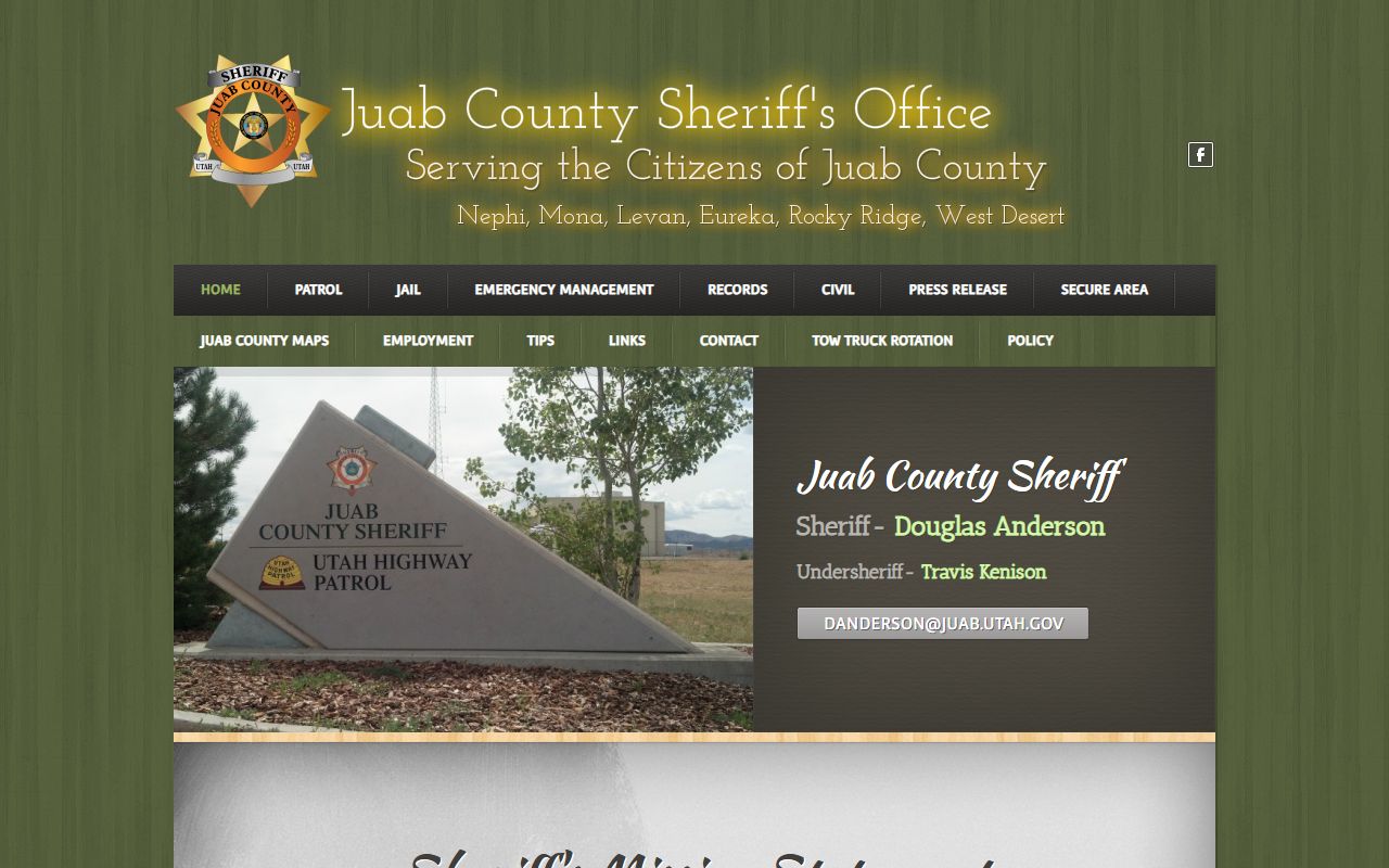 Juab County Sheriff Office website for bench warrants