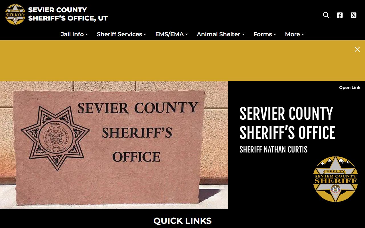 Sevier County Sheriff Office website for bench warrants