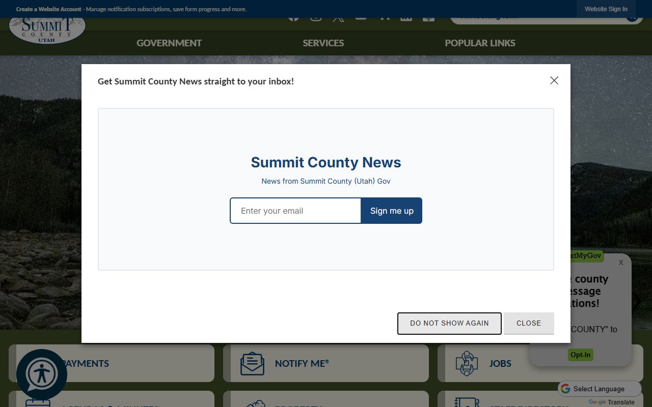 Summit County government website for bench warrant resources