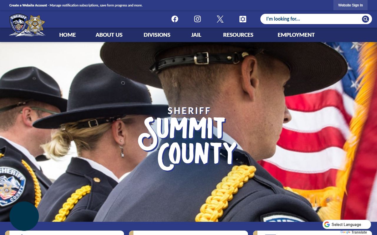 Summit County Sheriff Office website for bench warrants