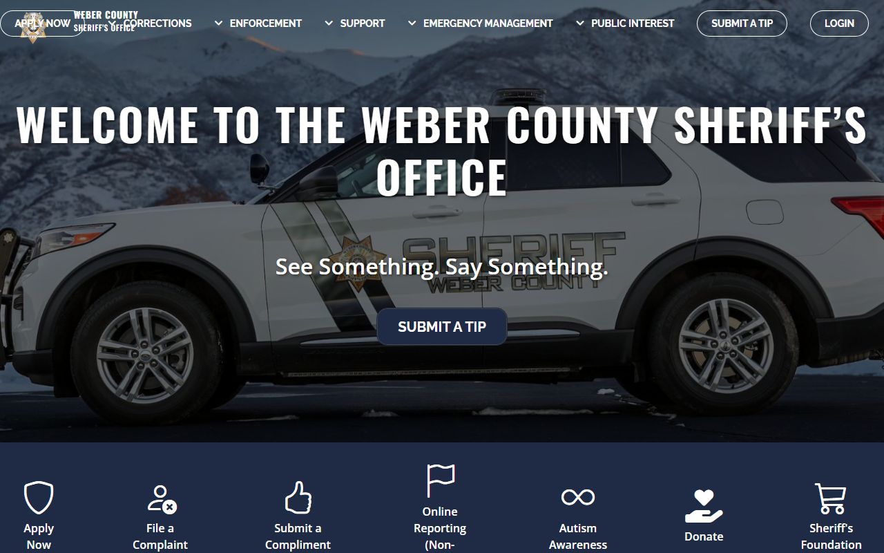 Weber County Sheriff office website for bench warrants