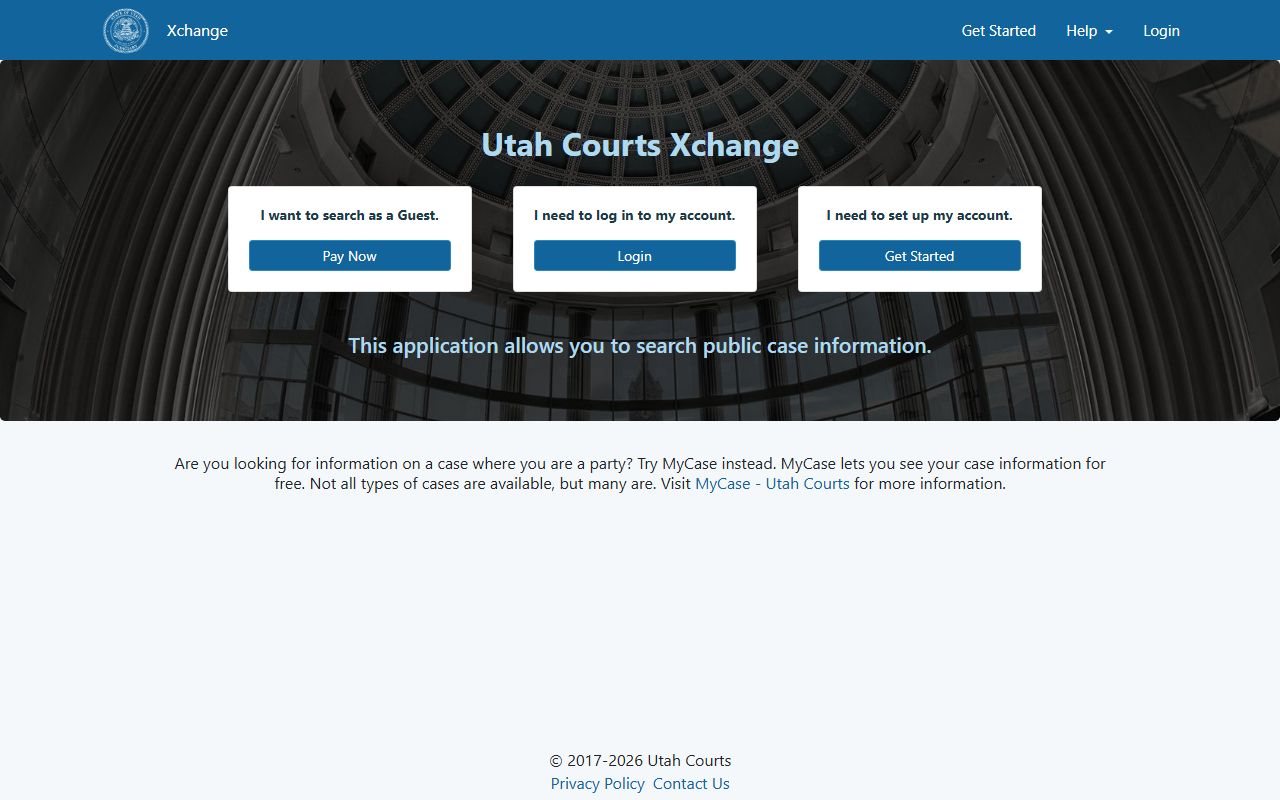 Utah Courts XChange bench warrants case search system
